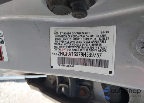 2009 Honda Civic Lx z USA, uszkodzony, nr VIN 2HGFA16579H539757